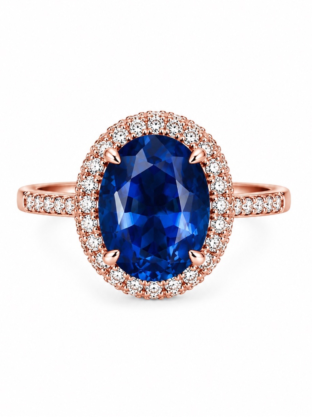 MACY’S • Tanzanite Rose Gold Ring Crystal Diamond Engagement Cocktail